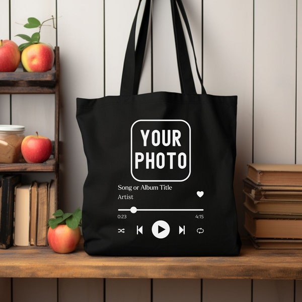 Custom Song Tote Bag, Favorite Song Bag, Custom Album Tote Bag, Favorite Artist Tote Bag, Song Title Tote Bag, Customizable Song Tote Bag