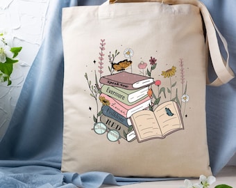 Albums As Books Tote Bag, Trendy Aesthetic For Book Lovers, Folk Music Tote Bag, Country Music Tote Bag, RACK Music Tote Bag, Book Lover Bag