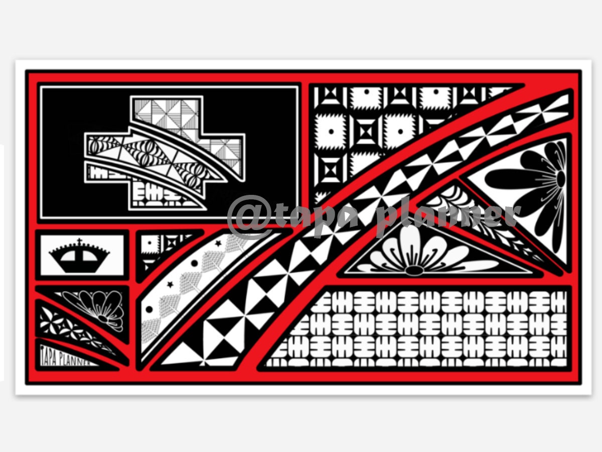 XL Vinyl Tonga Flag With Tribal, XL 6 Width Big Sticker Tongan