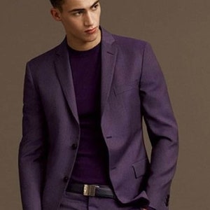 Men Custom Suit Elegant Two Piece Purple Men&#39;s Suit For Wedding, Engagement, Anniversary, Prom, Groom Wear and Grooms Men Suit Slim Fits