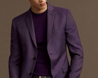 Men's Custom Suit: Elegant Purple Two-Piece - Slim Fit Tailored