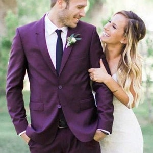 Men Custom Suit Premium Two Piece Purple  Men&#39;s Suit For Wedding, Engagement, Anniversary, Prom, Groom Wear and Grooms Men