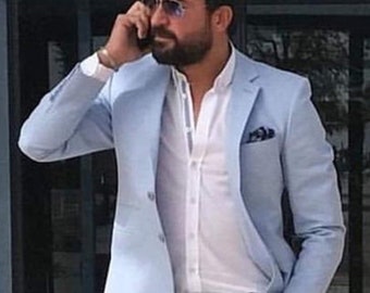 Herren Zweiteiler: Himmelblau Slim Fit - Maßgeschneidert