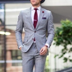 Traje gris perla hombre deals