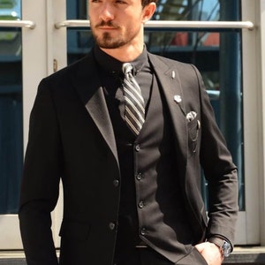 Men Suit Slim Fit Premium Three Piece Black Mens Suit for Wedding, Engagement, Anniversary, Prom, Groom wear and GroomsMen Suit Slim Fits