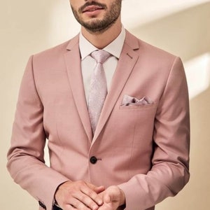 Men Custom Suit Premium Two Piece Peach Men&#39;s Suit for Wedding, Engagement, Anniversary, Prom, Groom Wear And Grooms Men