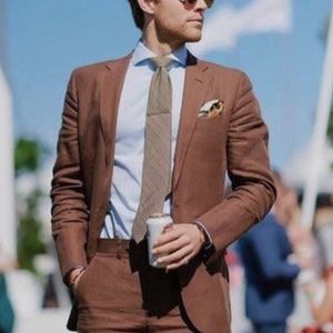 Men Custom Suit Stylish Two Piece Brown Men&#39;s Suit For Wedding, Engagement, Anniversary, Prom, Groom Wear and Grooms Men Suit Slim Fits