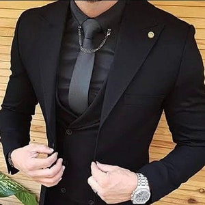 Men Suit Slim Fit Premium Three Piece Black Mens Suit for Wedding, Engagement, Anniversary, Prom, Groom wear and GroomsMen Suit Slim Fits