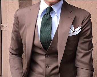 Men Suit Slim Fit Premium Three Piece Brown Mens Suit for Wedding, Engagement, Anniversary, Prom, Groom wear and GroomsMen Suit Slim Fits