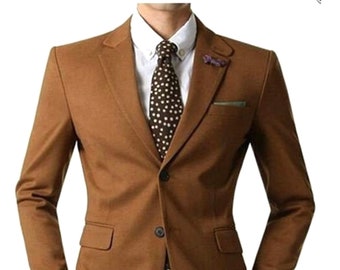 Men's Rust Two-Piece Suit, Slim Fit, Custom Tailored (Wedding Ready)
