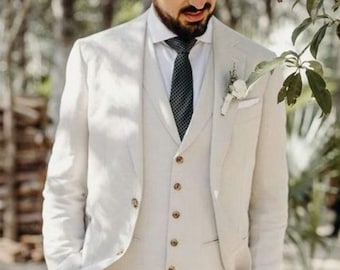 Three-Piece Men’s Suit: Beige Slim Fit Style (Wedding and Party Wear)