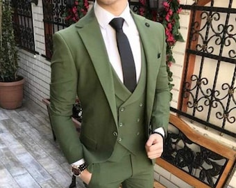 Traje de hombre verde esmeralda - Tres piezas, corte ajustado, ideal para bodas