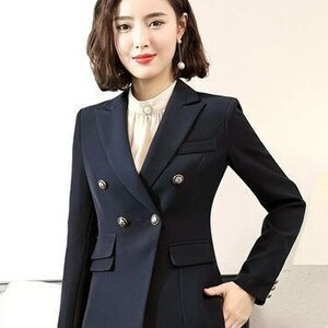 Black Custom Woman Double Breast Suit For Ladies Business Wedding, Prom, Office Formal Suit Slim Fit Outfits