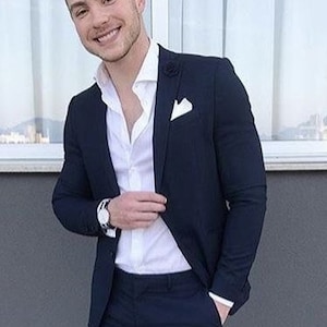 Men Custom Suit Slim Fit Suit Classy Two Piece Navy blue Suit for Wedding, Engagement, Prom, Groom wear and Grooms Men