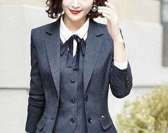 Women’s Business Suit: Navy Three-Piece - Custom Tailored Fit