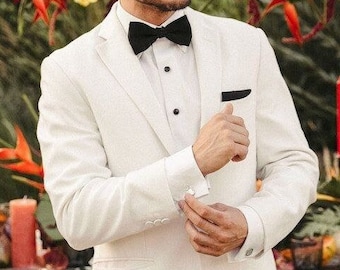 Men Custom Suit Designer Two Piece Off-White  Men's Suit For Wedding, Engagement, Anniversary, Prom, Groom Wear And Grooms Men