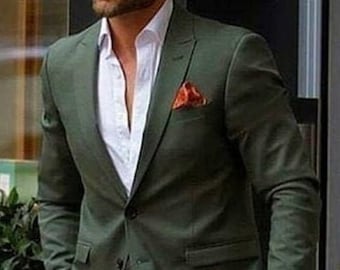 Stylish Custom Men Suit Two Piece Green Suit For Wedding, Engagement, Prom, Grooms Wear And Groomsmen & Slim Fit, Gift For Him