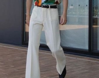 Pantalones blancos rectos para hombre: pantalones de vestir a medida, ropa informal elegante y de oficina.