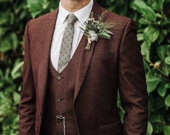 Men's Tweed Suit: Three-Piece Wool Set - Vintage Style Wedding Wear