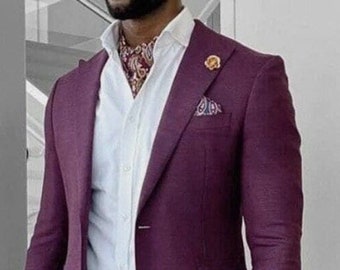 Men Custom Suit Premium Two Piece Purple  Men's Suit For Wedding, Engagement, Anniversary, Prom, Groom Wear and Grooms Men