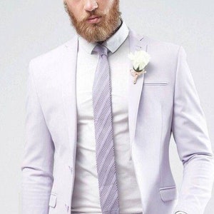 Stylish Custom Men Suit Two Piece Light Purple Men&#39;s Suit For Wedding, Engagement, Prom, Grooms Wear And Groomsmen & Slim Fit, Gift For Him