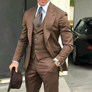 Men Suit Slim Fit Designer Three Piece Brown Men&#39;s Suit for Wedding, Engagement, Anniversary, Prom, Groom wear and Grooms Men Suit Slim Fits
