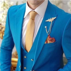 Stylish Designer Three Piece Royal Blue Men Suit for Wedding, Engagement, Anniversary, Prom, wear and Grooms Men Suit Slim Fits, Party wear