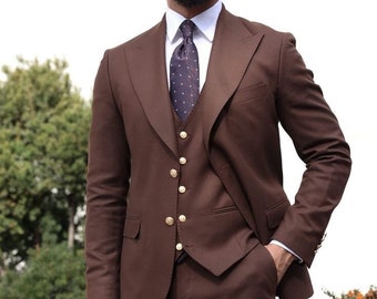 Men Suit Slim Fit Trendy Three Piece Brown Men's Suit for Wedding, Engagement, Anniversary, Prom, Groom wear and Grooms Men Suit Slim Fits