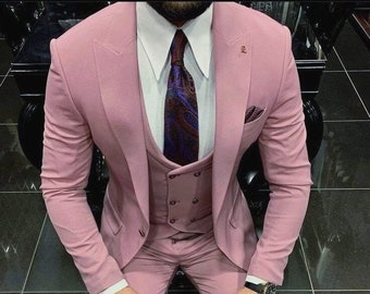 Men Suit Slim Fit Classy Three Piece Pink Men's Suit for Wedding, Engagement, Anniversary, Prom, Groom wear and Grooms Men Suit Slim Fits