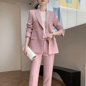 Peach trouser suit shop