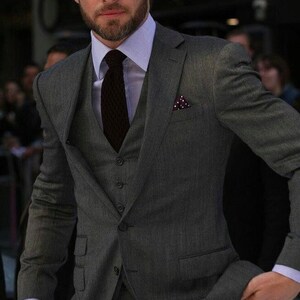 Men Bespoke Slim Fit Suit Three Piece Vintage Style Dark Grey Mens Suit for Wedding, Engagement, Winter, Groom wear and Groomsmen Suits