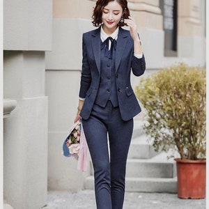 Plus Size Pink Women Suits 3 Pieces Peaked Lapel Office Lady Wear Blazer  Outfits