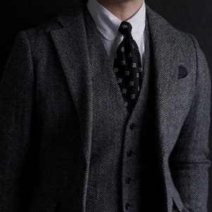 Premium Custom Suit Three Piece Grey Dark Wool Men's Suit For Wedding, Engagement, Prom, Winter, Grooms Wear And Grooms Men