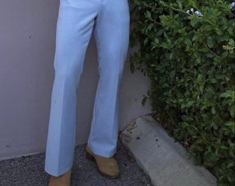 Pantalones de vestir ajustados para hombre: Pantalones acampanados azul celeste para negocios