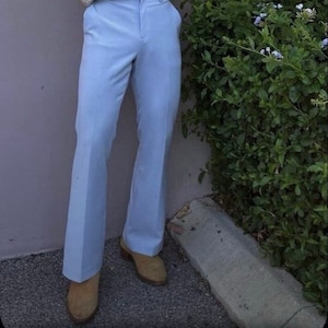 Elegant Men Slim Fit Custom Sky Blue Trouser For Business Formal Bespoke Flares, Bell bottom Pant for him