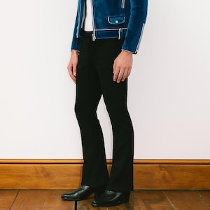 Classic Men Slim Fit Custom Black Trouser For Business Formal Bespoke Flares, Bell bottom Pant for him