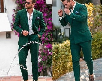 Men Custom Suit Bespoke Slim Fit Classy Two Piece Green Men's Suit For Wedding, Engagement, Prom, Groom Wear Grooms Men