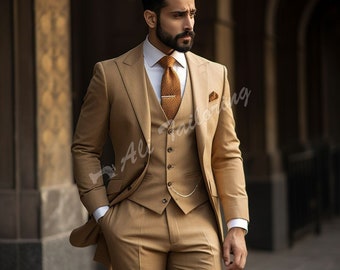 Men Suit Slim Fit Classy Three Piece Brown Men's Suit for Wedding, Engagement, Anniversary, Prom, Groom wear and Grooms Men Suit Slim Fits