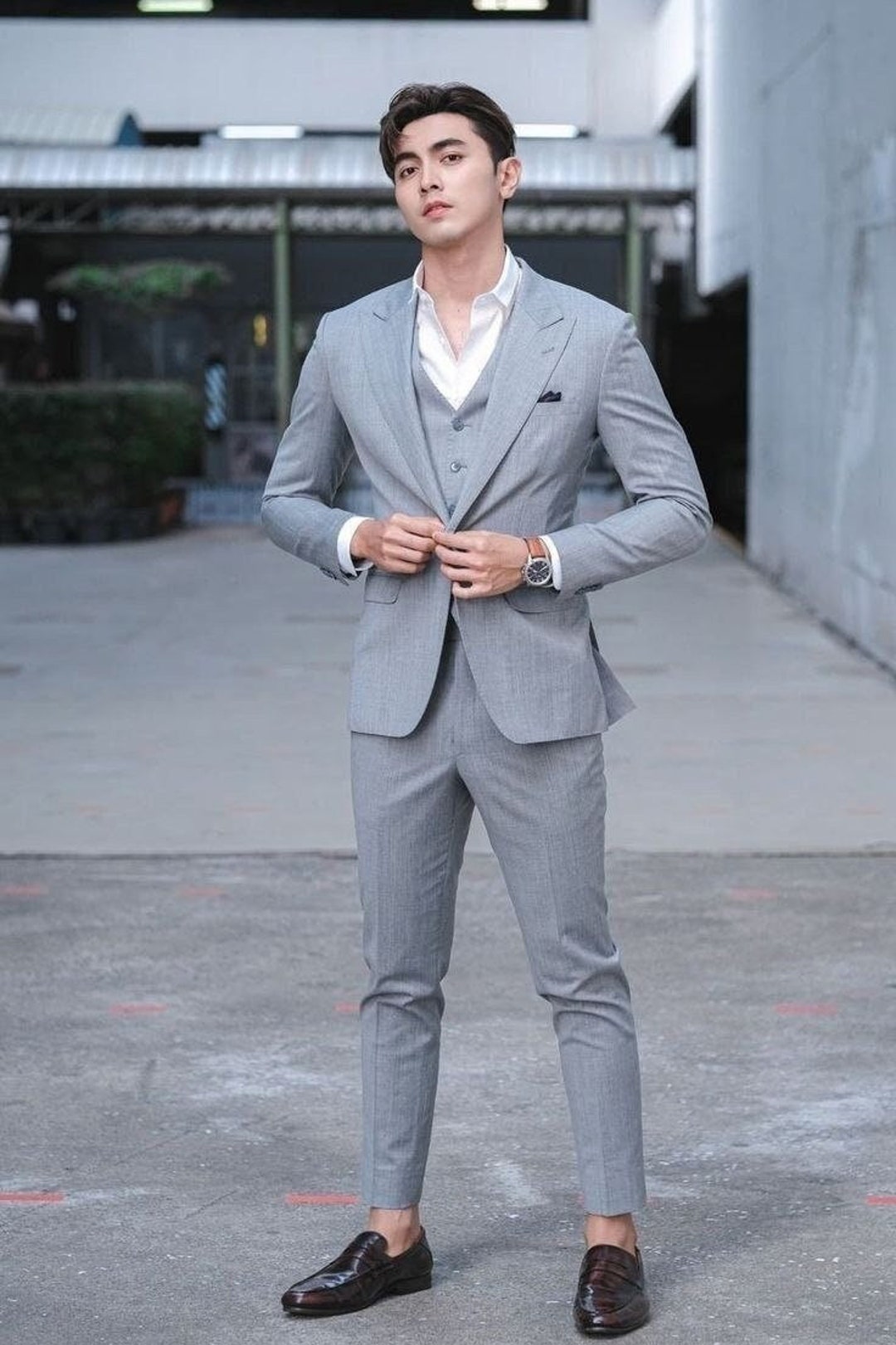Men's Grey Ultra Slim Fit Prom Suit or Wedding Suit