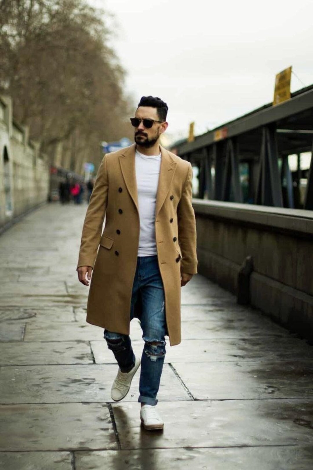 Brown Wool Trench Coat - Double-breasted, Handmade for Winter - Etsy