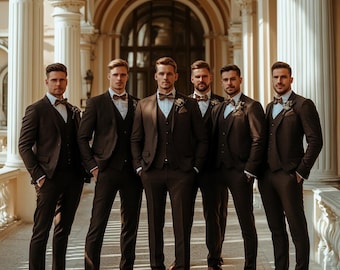 Classic Brown Three-Piece Suit for Men – Perfect for Weddings, Engagements, Anniversaries, Proms, Groom & Groomsmen