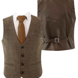 Chalecos marrones hechos a medida para hombre, ideales para bodas, compromisos, padrinos de boda, regalos para él y fiestas de bodas.