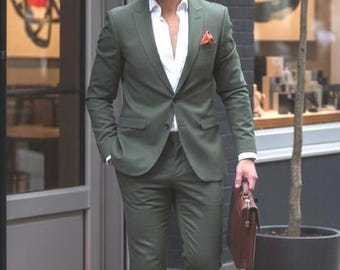 Slim Fit Green Men’s Suit - Two-Piece Wedding and Formal Wear
