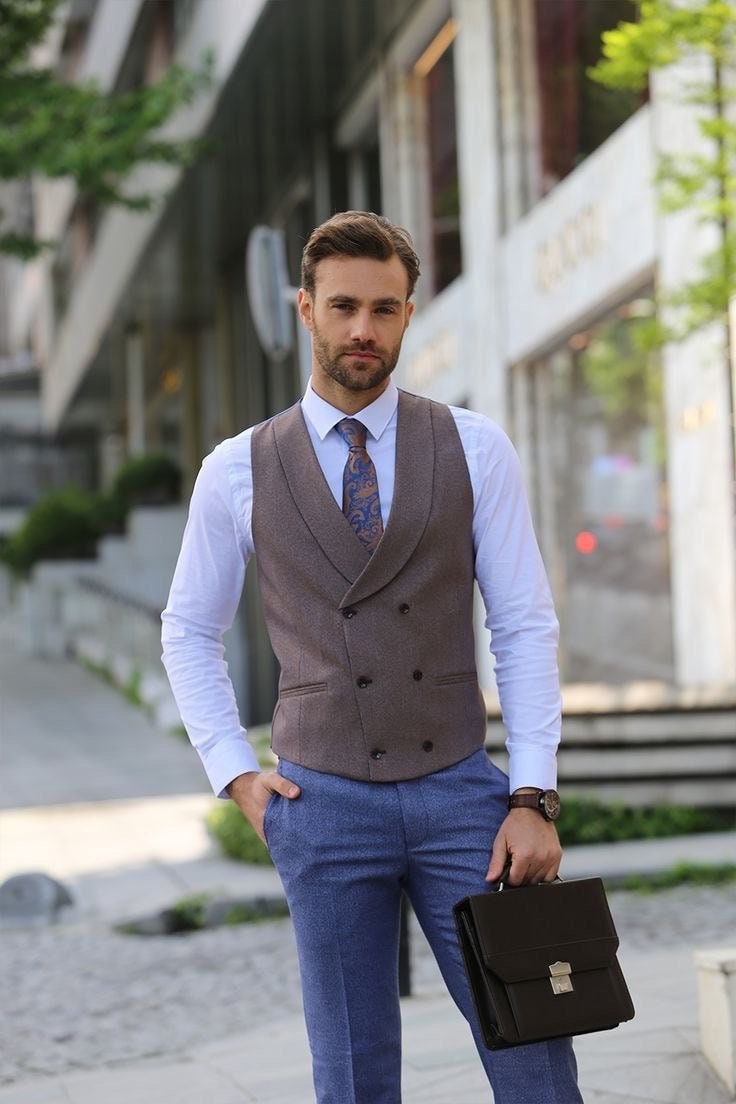 Men s Custom Made Waistcoats Brown for Wedding Engagement