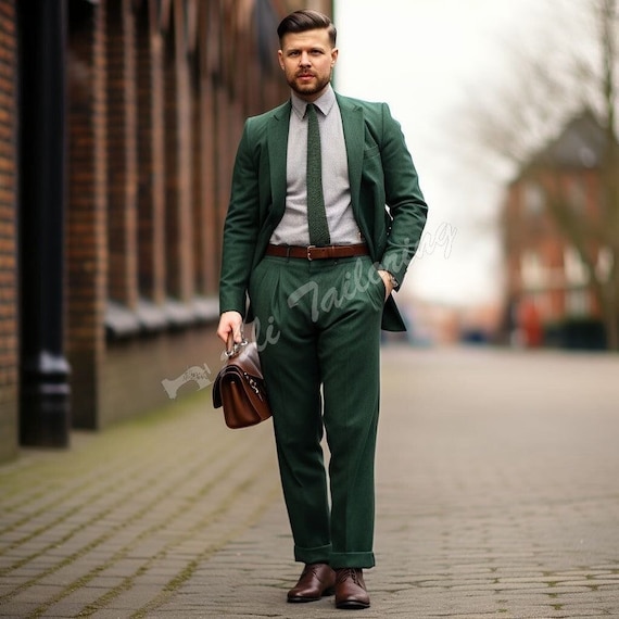 grey suit with emerald green dress Emerald Green Suit – StudioSuits main image 0