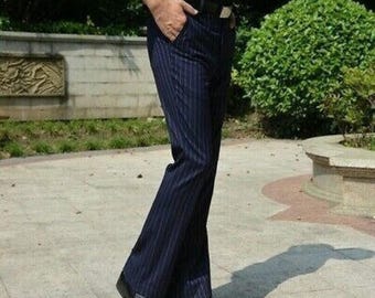 Pantalones acampanados para hombre: corte ajustado, rayas negras - Confección a medida
