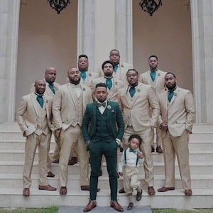 Men Suit Slim Fit Classy Three Piece Green Men&#39;s Suit for Wedding, Engagement, Anniversary, Prom, Groom wear and Grooms Men Suit Slim Fit