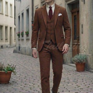 Costume trois pièces en tweed gris : veste, gilet et pantalon en laine personnalisés image 7