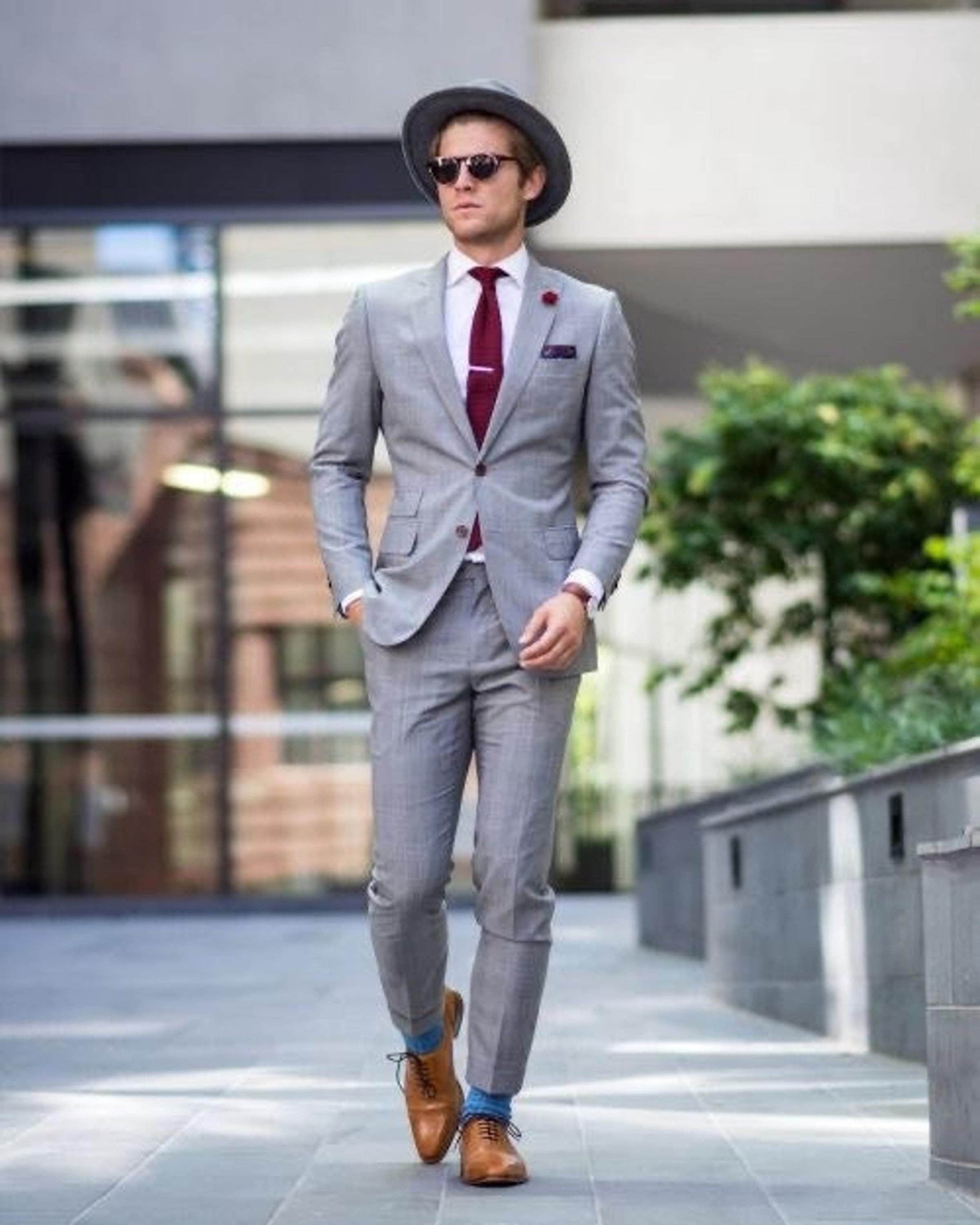 tie with grey blazer