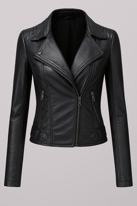 Alitailoring Custom Black Lambskin Motorcycle Biker Slim Fit